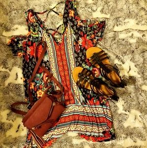 NWOT Boho Open Shoulder Top